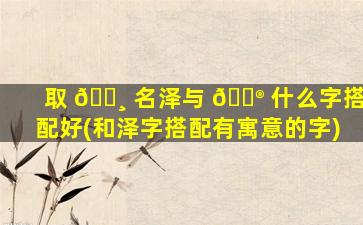 取 🕸 名泽与 💮 什么字搭配好(和泽字搭配有寓意的字)